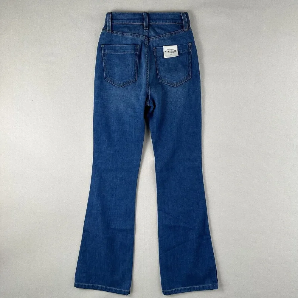 Outerknown Paramour Flare SEA Jeans Women’s 24 Blue High Rise Denim Stretch Pant